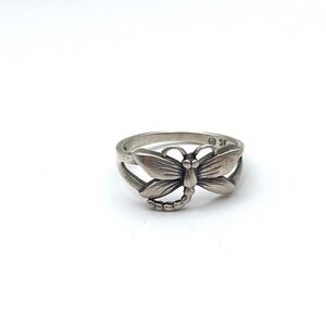 Sterling Silver Dragonfly Ring 925 Split Band Insect Motif Size 6.75 SE
